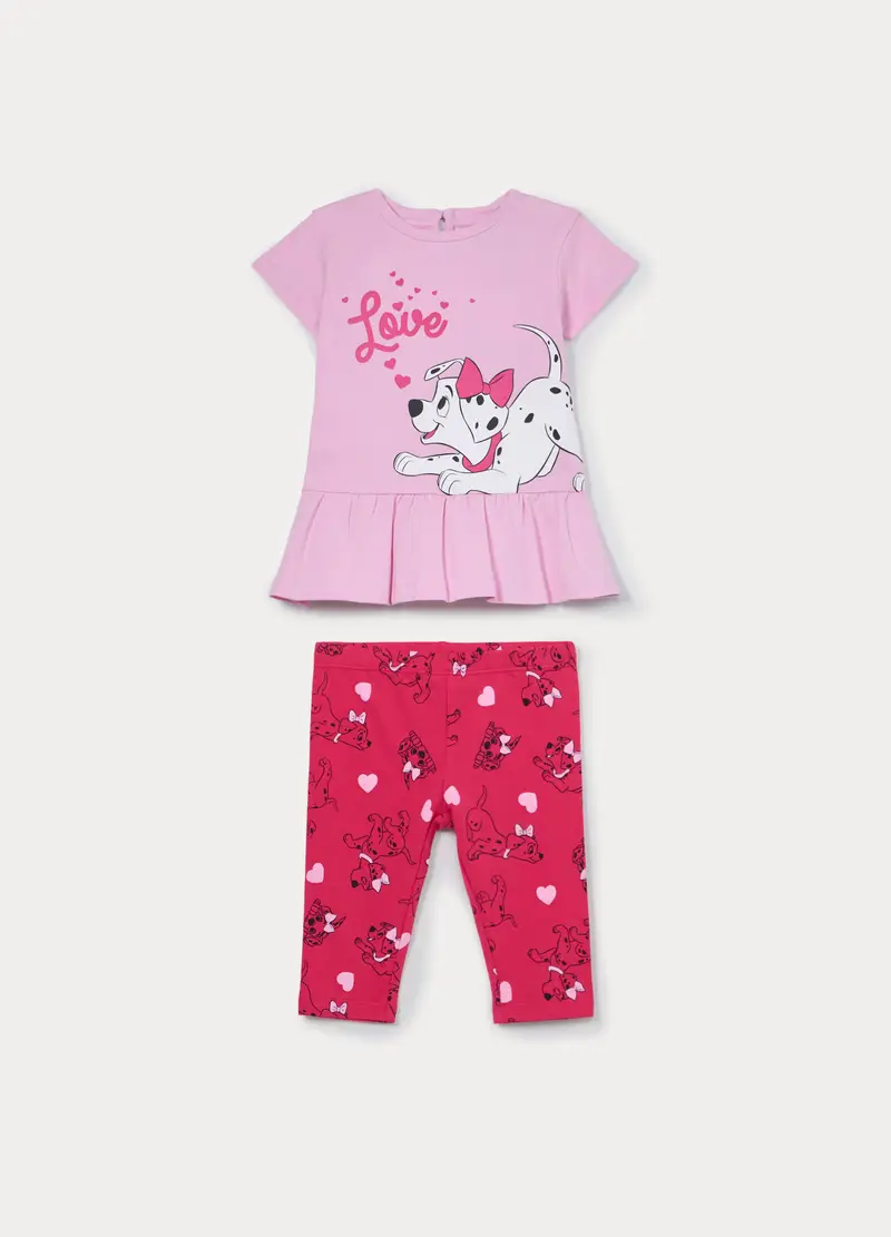 Jogging Set Disney In Jersey Di Cotone Stretch Bimba, Bambina, Rosa chiaro