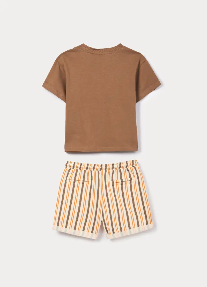 Jogging Set Disney In Jersey Di Puro Cotone Bimbo, Bambino, Marrone chiaro miniatura 2