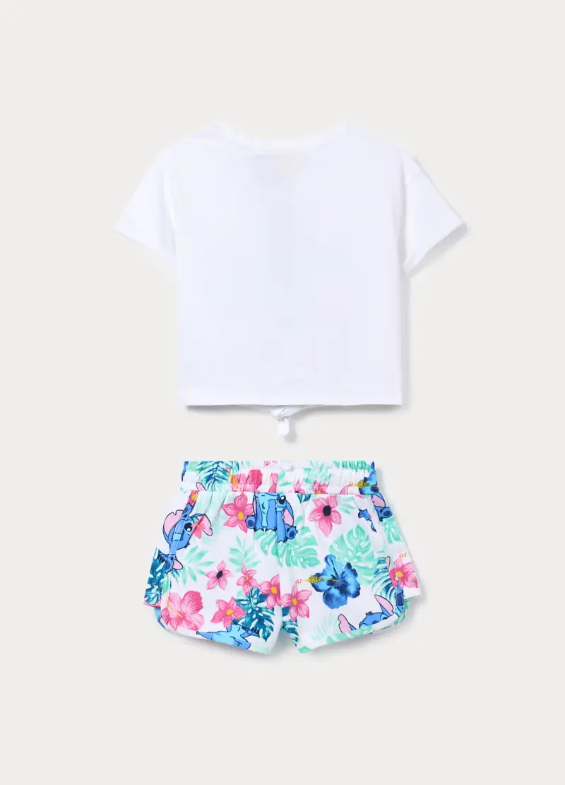 Jogging Set Disney In Jersey Misto Cotone Stretch Bambina, Bianco miniatura 2