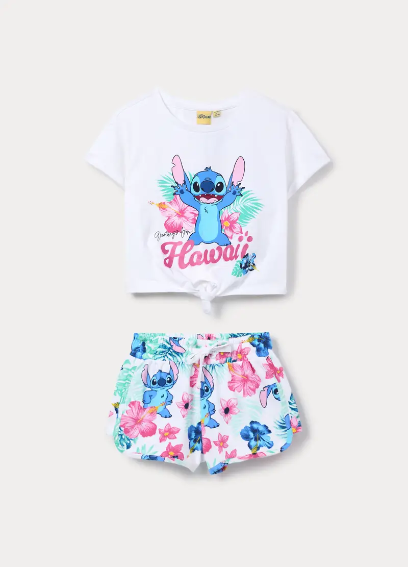 Jogging Set Disney In Jersey Misto Cotone Stretch Bambina, Bianco