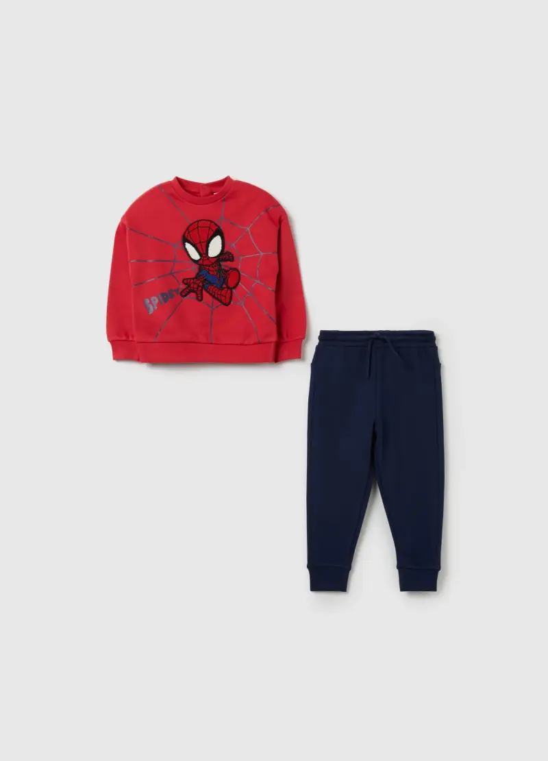 Jogging Set In Cotone Bio Con Patch Spidey, Bambino, Multicolor