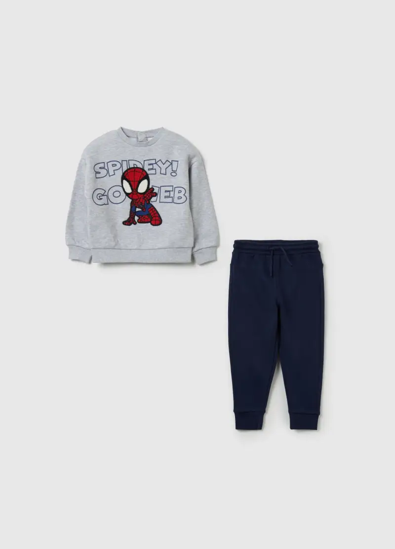 Jogging Set In Cotone Bio Con Patch Spidey, Bambino, Multicolor