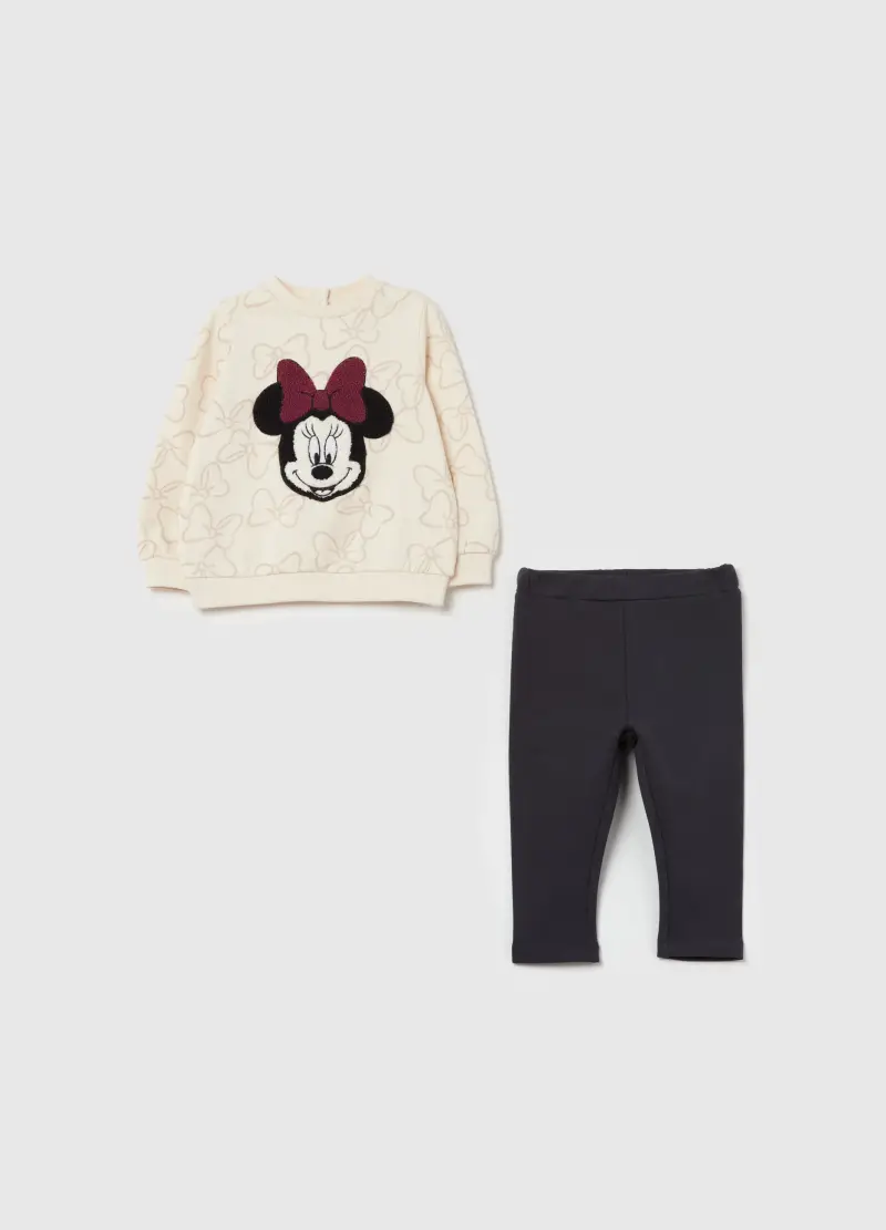 Jogging Set In Cotone Bio Con Stampa Minnie, Bambina, Multicolor