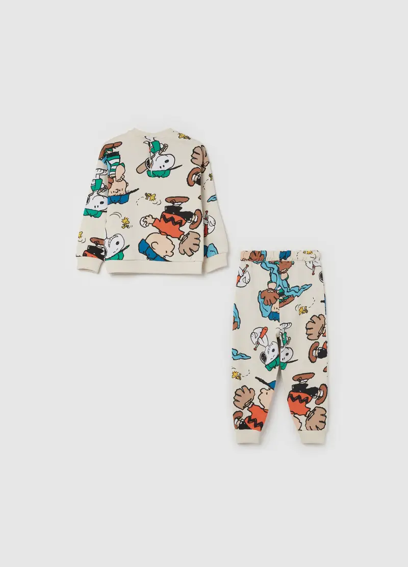 Jogging Set In Cotone Con Stampa Peanuts, Bambino, Bianco miniatura 2