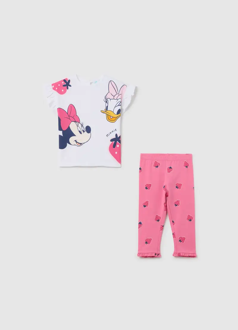 DISNEY, Jogging Set In Cotone Stretch Stampa Minnie E Paperina, Bambina, Multicolor, Taglia: 9-12
