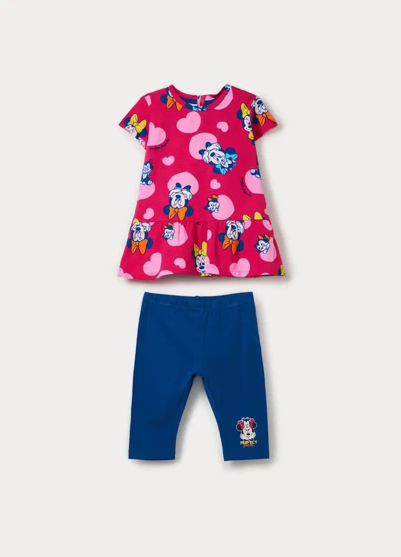 Jogging Set In Jersey Di Cotone Stretch Bimba, Bambina, Rosa fuxia