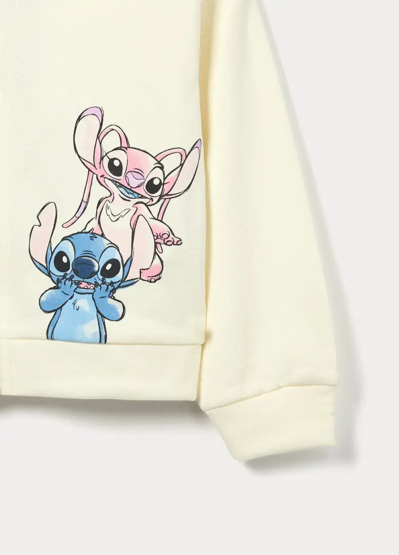 Jogging Set Stitch In French Terry Di Puro Cotone Bambina, Bianco avorio miniatura 3