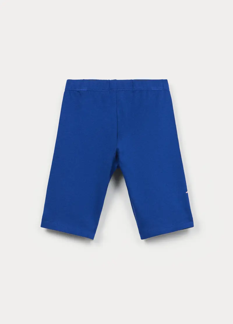 Leggings Corti Stitch In Jersey Di Cotone Stretch Bambina, Blu elettrico miniatura 2