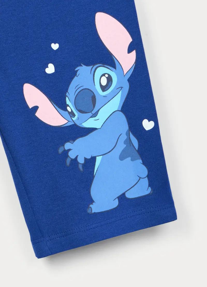 Leggings Corti Stitch In Jersey Di Cotone Stretch Bambina, Blu elettrico miniatura 3