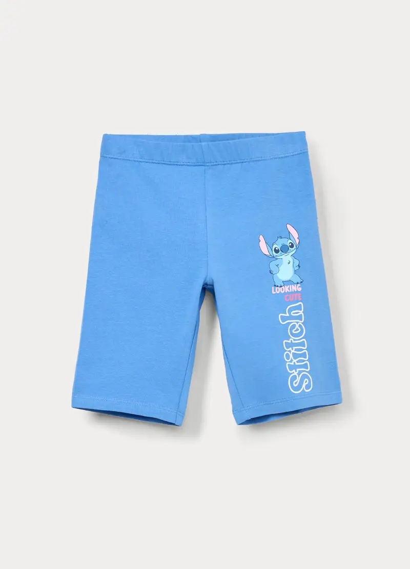 Leggings Disney Corti Fit Slim In Jersey Di Cotone Stretch Bambina, Blu elettrico