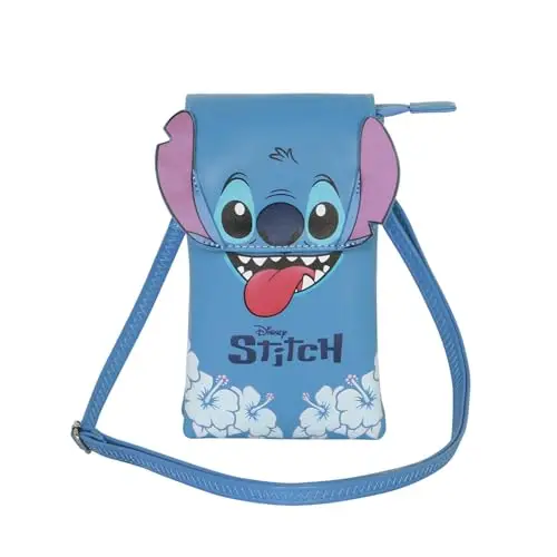 Disney Lilo e Stitch Tongue-Borsa Porta Cellulare, Blu, 12 x 20 cm miniatura 2