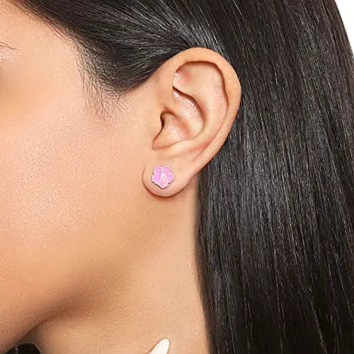 Disney Lilo & Stitch - Orecchini a lobo con fiore e punto non corrispondenti, orecchini Disney Jewelry, Argento sterling miniatura 2