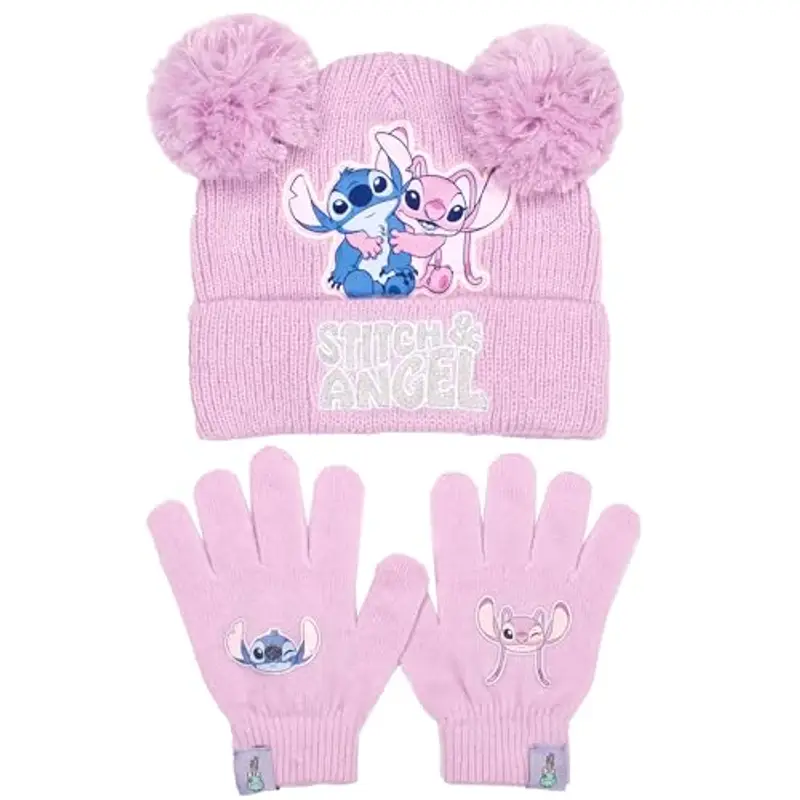 Disney Lilo & Stitch - Set invernale con cappello e guanti per ragazze, caldo e accogliente, berretto e guanti,