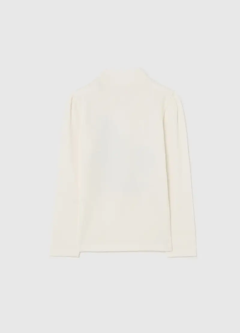 Maglia Bianca Da Bambina In Cotone Elasticizzato Con Stampa, Bianco miniatura 2