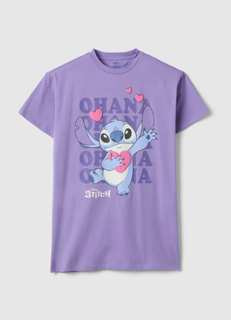 Maglia Da Notte In Puro Cotone Viola Da Ragazza Regular Fit Con Stitch, Bambina, Viola