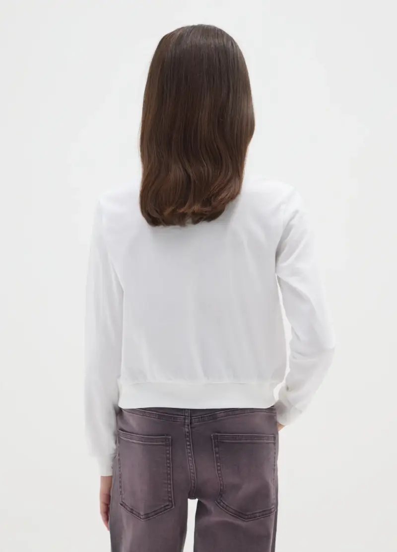 Maglia Da Ragazza In Puro Cotone Bianca Regular Fit Con Stampa Stitch, Bambina, Bianco miniatura 2