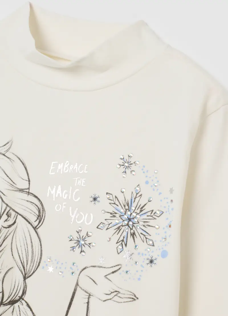 Maglietta Da Bambina In Cotone Bianca Regular Fit Con Volant, Bianco miniatura 3