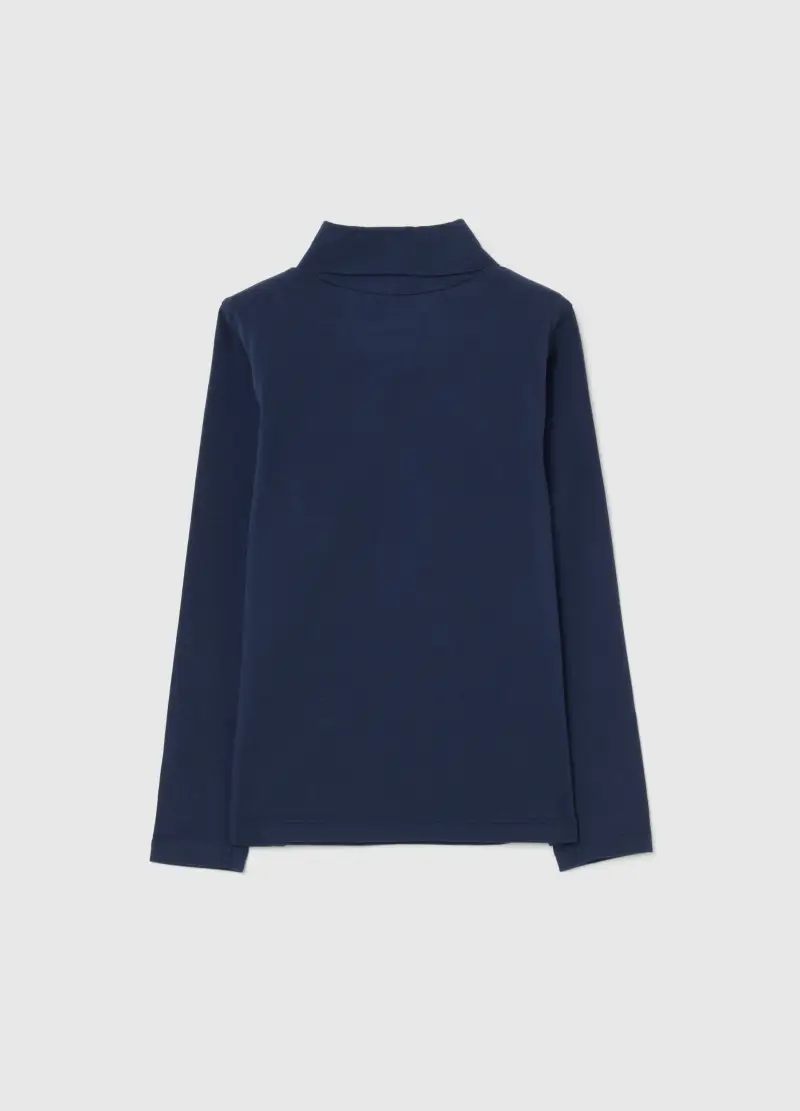 Maglietta Da Bambina In Cotone Blu Regular Fit Con Stampa, Blu miniatura 2