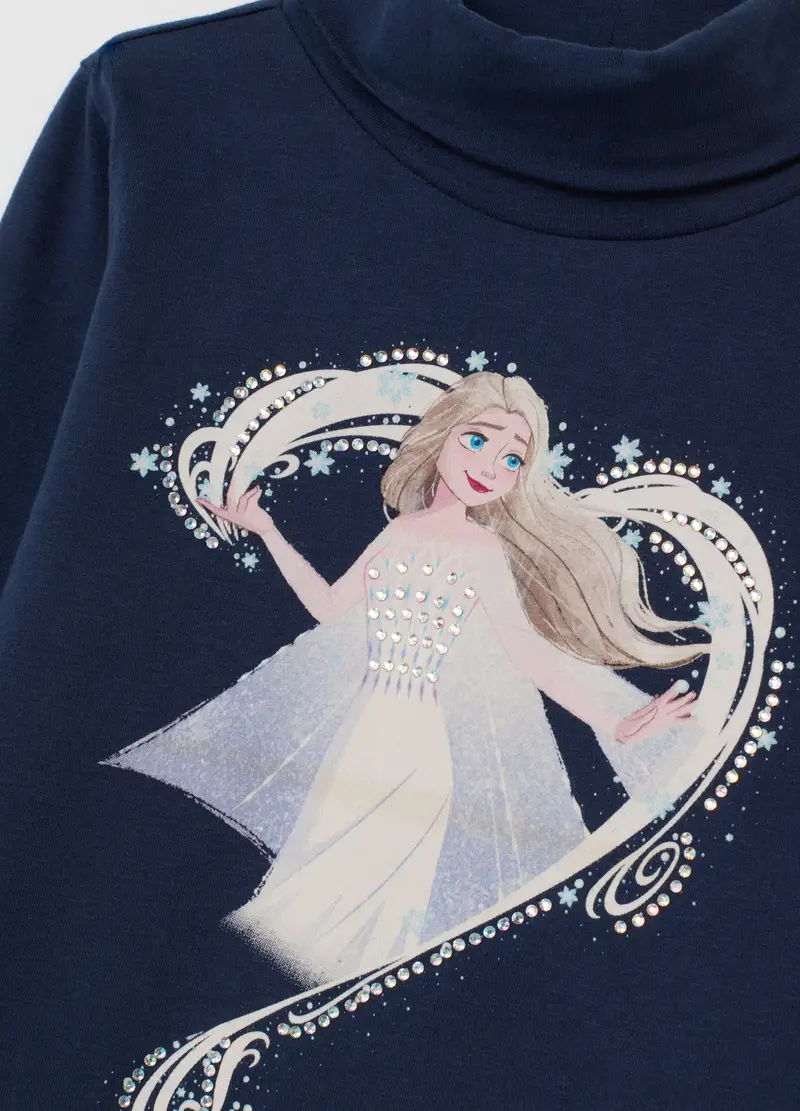 Maglietta Da Bambina In Cotone Blu Regular Fit Con Stampa, Blu miniatura 3