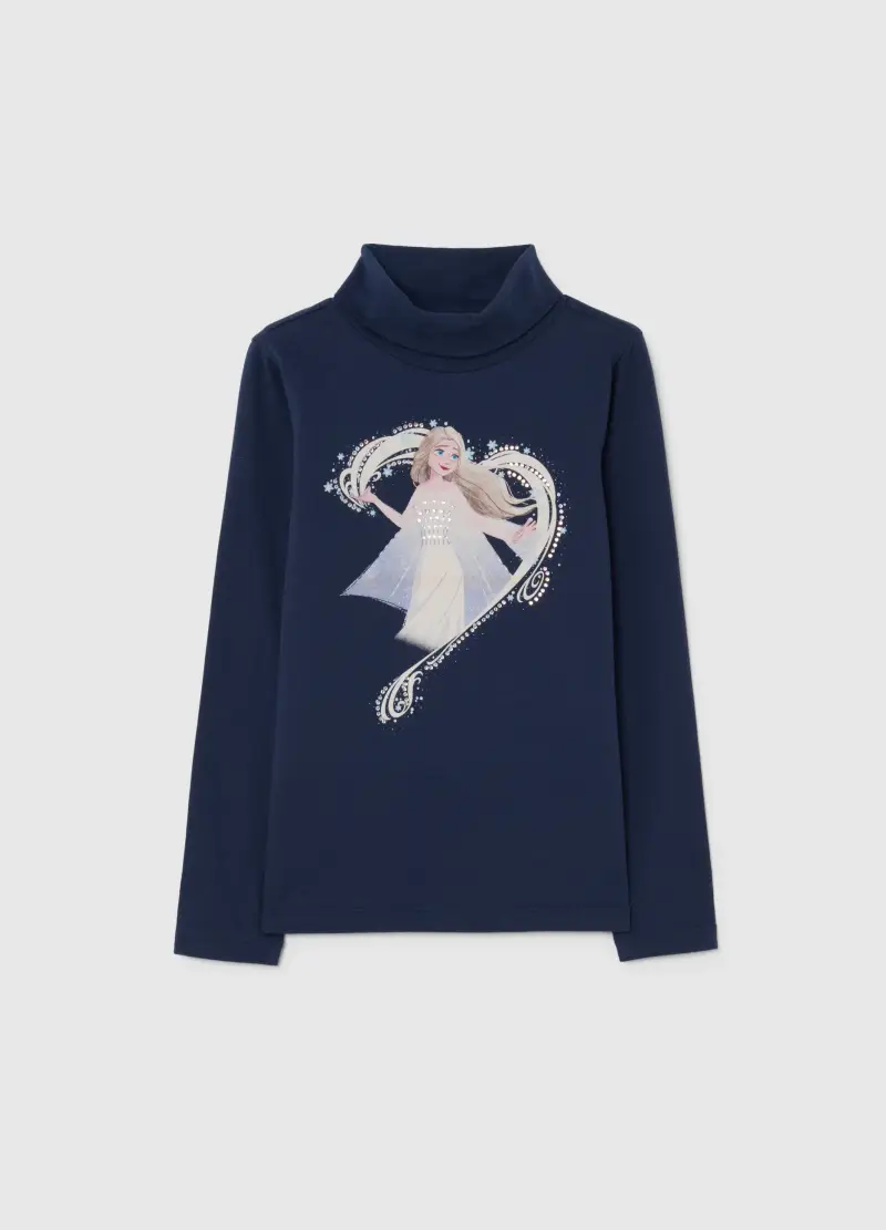 Maglietta Da Bambina In Cotone Blu Regular Fit Con Stampa, Blu