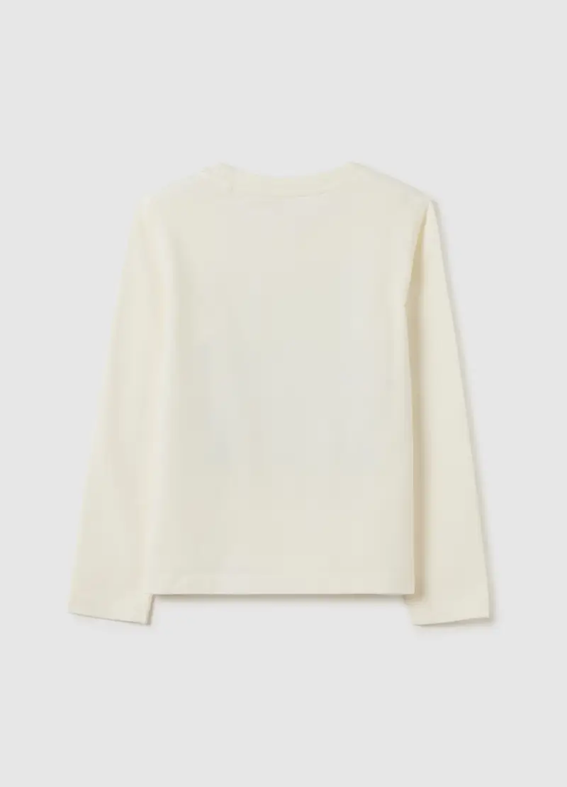 Maglietta Da Bambina In Misto Cotone Beige Regular Fit Con Minnie, Beige miniatura 2