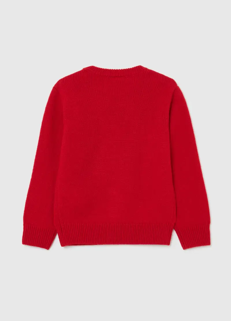 Maglione Natalizio Rosso Da Bambina Regular Fit Con Ricamo Disney, Rosso miniatura 2