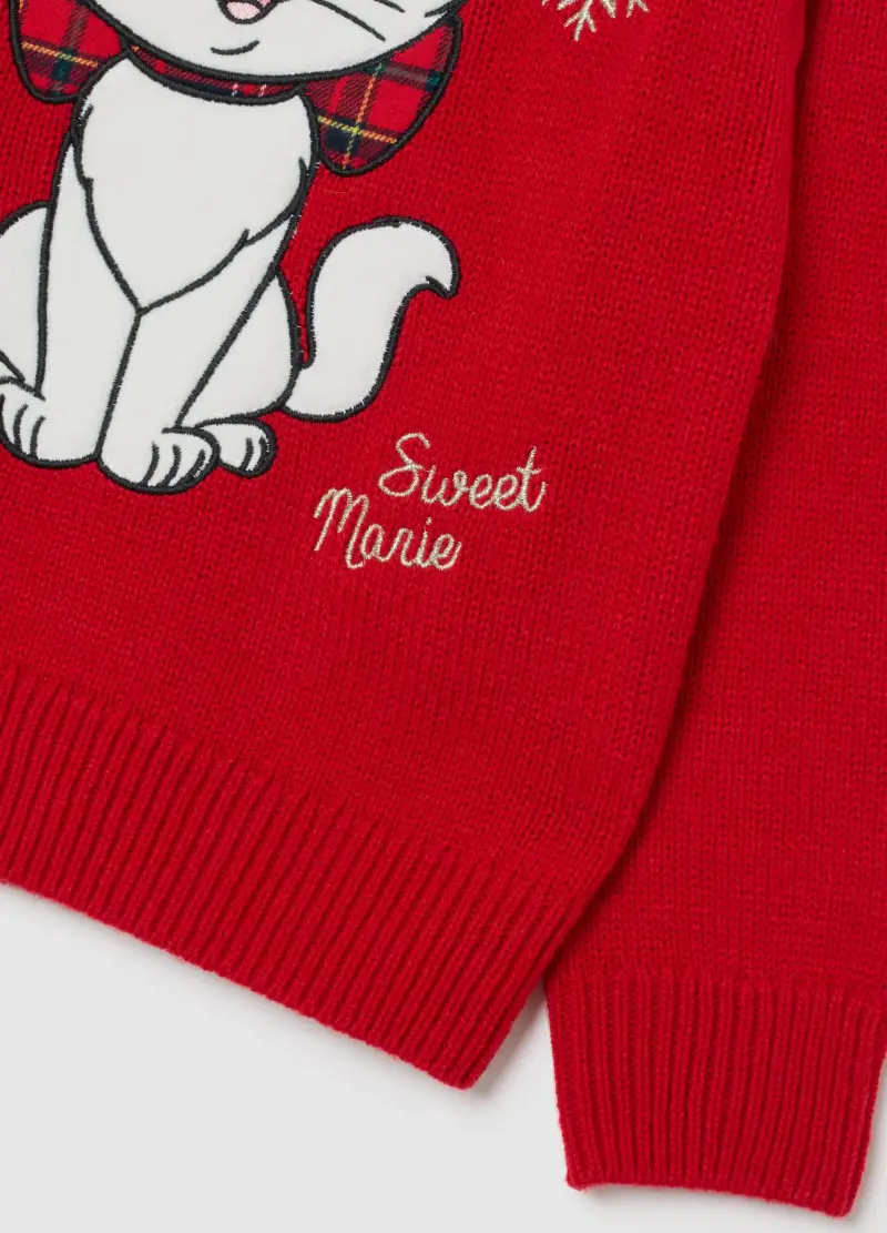 Maglione Natalizio Rosso Da Bambina Regular Fit Con Ricamo Disney, Rosso miniatura 3