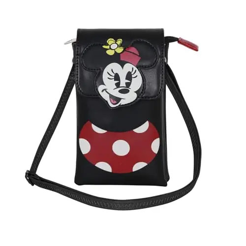 Disney Minni Mouse Face-Borsa Porta Cellulare, Nero, 12 x 20 cm miniatura 2