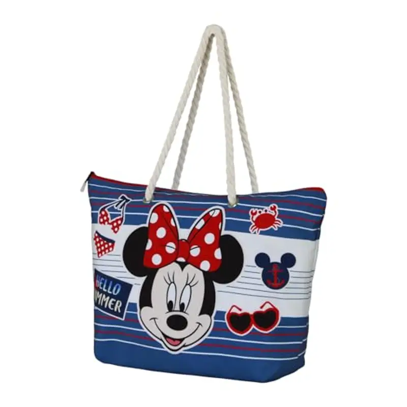 Disney Minni Mouse Summer-Borsa da Spiaggia Soleil, Blu, 52 x 37 cm