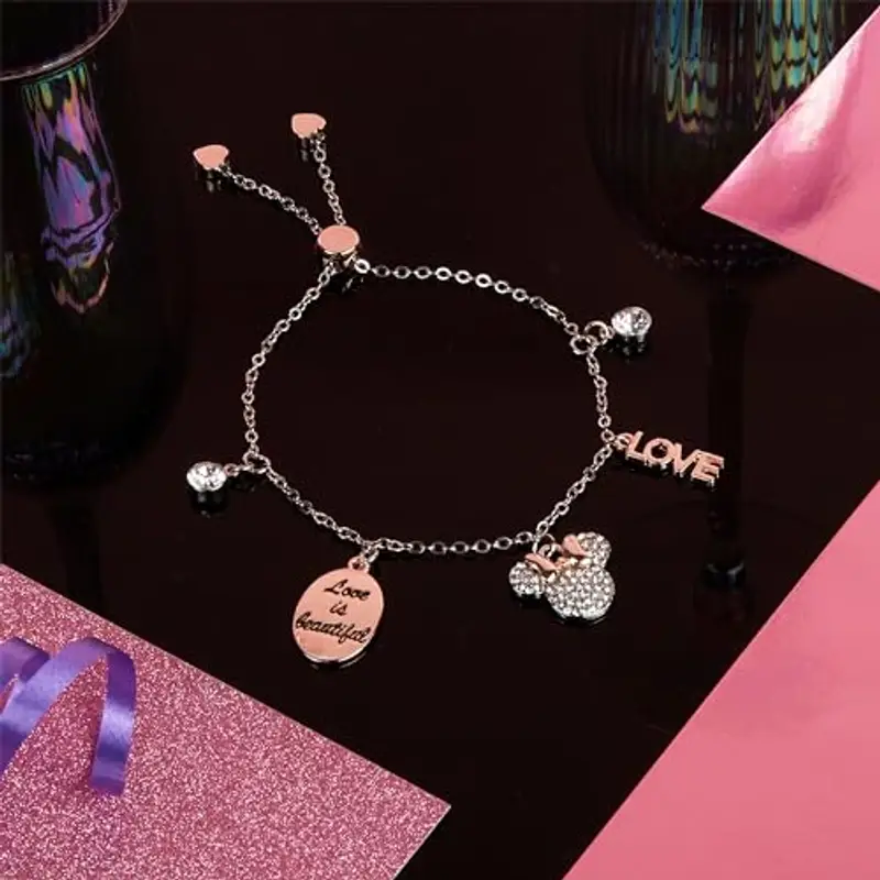 Disney Minnie Mouse Bracciali per Bambine, Bracciale Minnie Bambina con Ciondoli (Braccialetto Minnie) miniatura 2