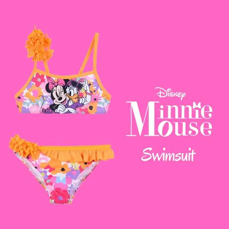 Disney Minnie Mouse e Daisy Bikini per Bambine, Costume da Bagno Estivo Due Pezzi per Bambina, Taglia 3 Anni | Arancia miniatura 3
