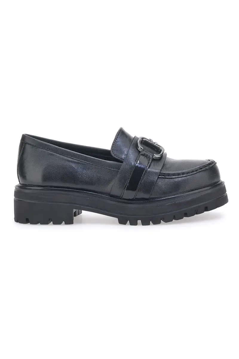 Mocassini Neri in Pelle con Platform Pittarello 14118B [NERO]