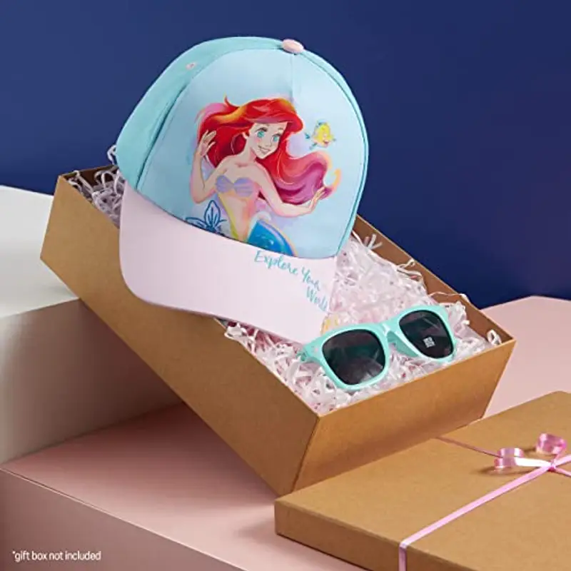 Disney Occhiali da Sole Bambina 100% UV e Regolabile Cappello Con Visiera (Blu Ariel) miniatura 2