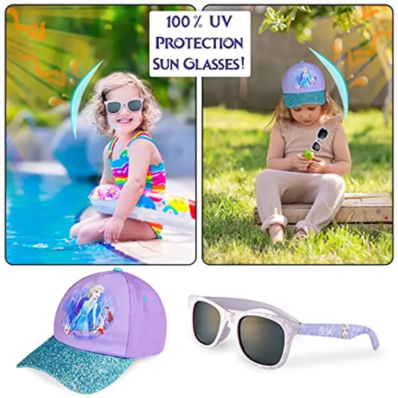 Disney Occhiali da Sole Bambina 100% UV e Regolabile Cappello Con Visiera (Viola Frozen) miniatura 2