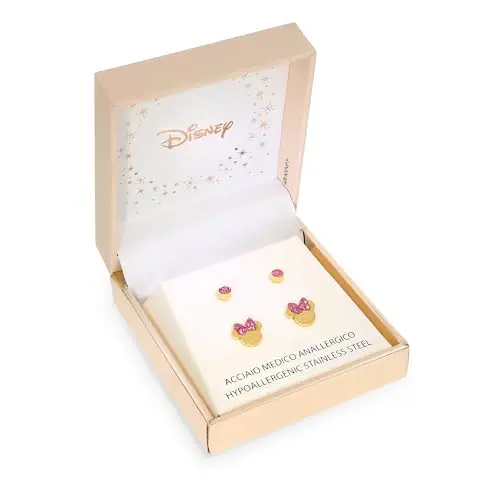 Disney Orecchini Minni Mouse, Collezione Acciaio Inossidabile, Colore Argento, UNICO, Pietre di zirconia cubica, Regalo miniatura 2