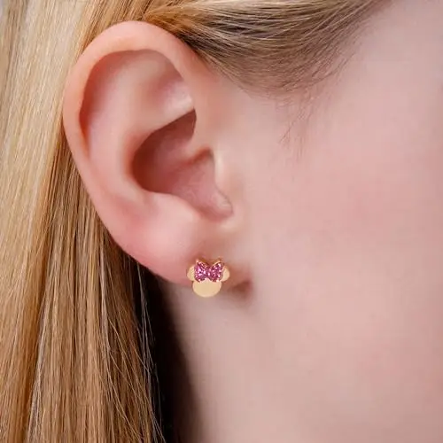 Disney Orecchini Minni Mouse, Collezione Acciaio Inossidabile, Colore Argento, UNICO, Pietre di zirconia cubica, Regalo miniatura 3