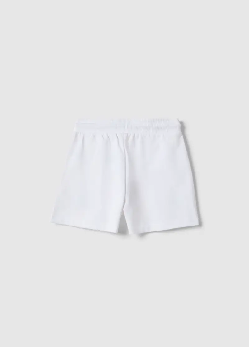 Pantaloncini In Puro Cotone Bianco Da Bambina Regular Fit Con Stitch, Bianco miniatura 2