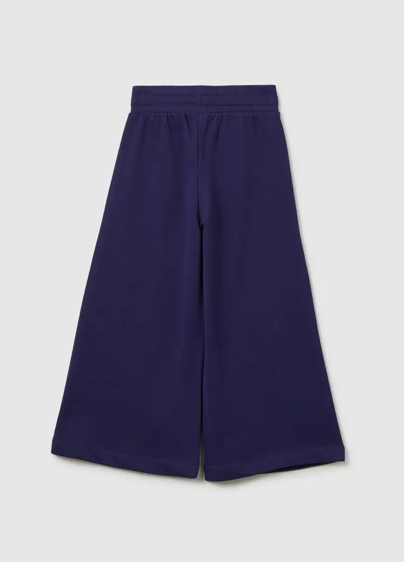 Pantaloni Jogger Da Bambina In Misto Cotone Blu Regular Fit Con Cuore Ricamato, Blu miniatura 2