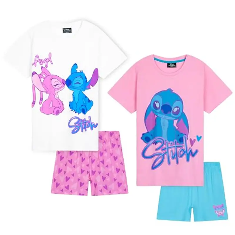 DISNEY Pigiama Corto Disney Stitch Bambina - Rosa/Blu (2 pezzi