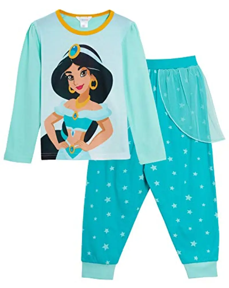 Disney Pigiama da bambina della principessa Jasmine, con pantaloni lunghi Gelsomino 7