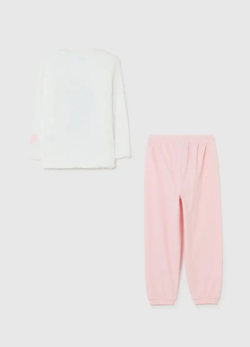Pigiama Da Bambina In Misto Coral Fleece Bianco Regular Fit Con Stampa, Bianco miniatura 2