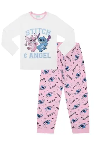 Disney Pigiama da bambina Lilo & Stitch a punto lungo e angelo, bianco, 12