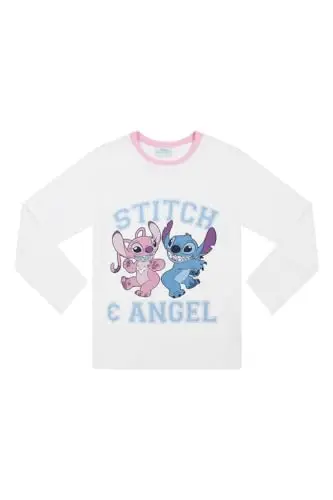 Disney Pigiama da bambina Lilo & Stitch a punto lungo e angelo, bianco, 12 miniatura 3