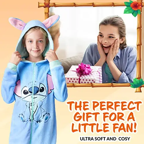 Disney Pigiama Intero Pile Bambina - Pigiama Stitch Angel Minnie Malefica 2-15 Anni - Gadget Stitch Idea Regalo Bambine miniatura 2