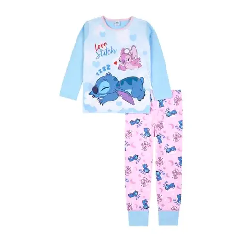 Disney Pigiama Lilo & Stitch | Stitch Girls Pjs | Stitch Gifts for Girls | Stitch & Angel Cotton Pj Set | Abbigliamento
