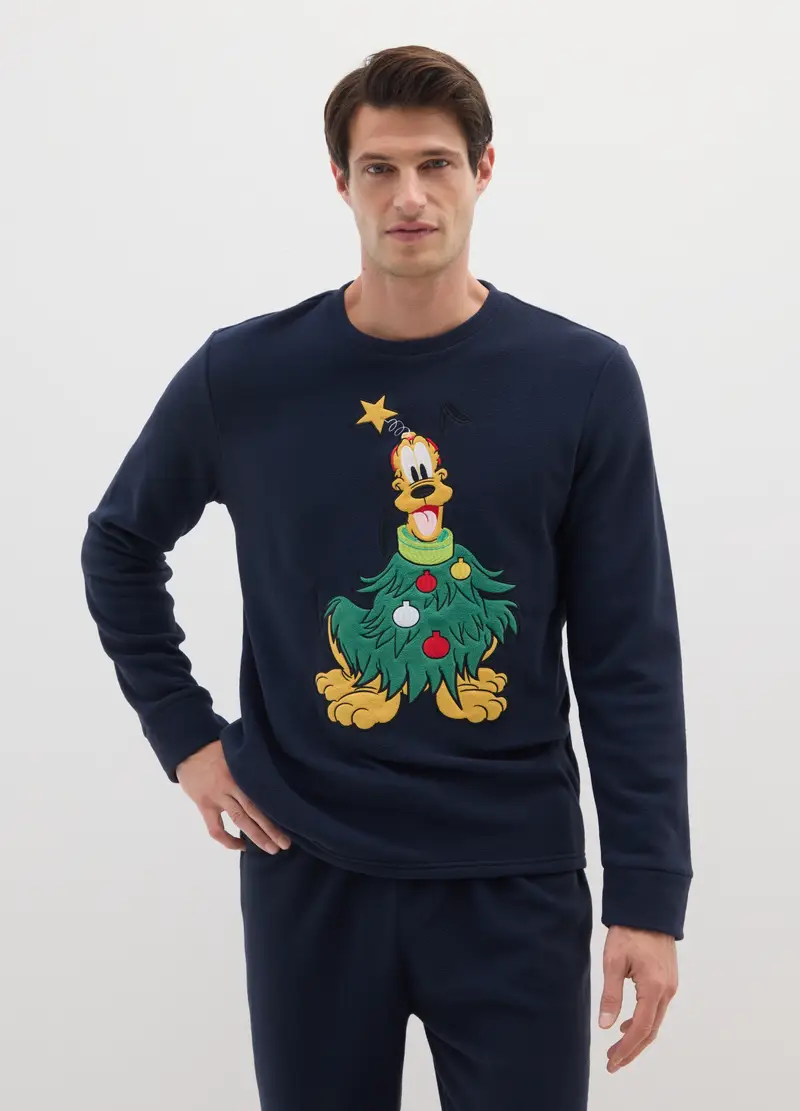Pigiama Natalizio Blu Regular Fit Con Stampa Disney, Uomo, Blu miniatura 2