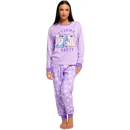 Disney Pigiama Stitch Donna | Pigiamone Mamma E Figlia Uguale | Pigiama Donna Invernale | Pigiamone Famiglia Stitch E miniatura 3