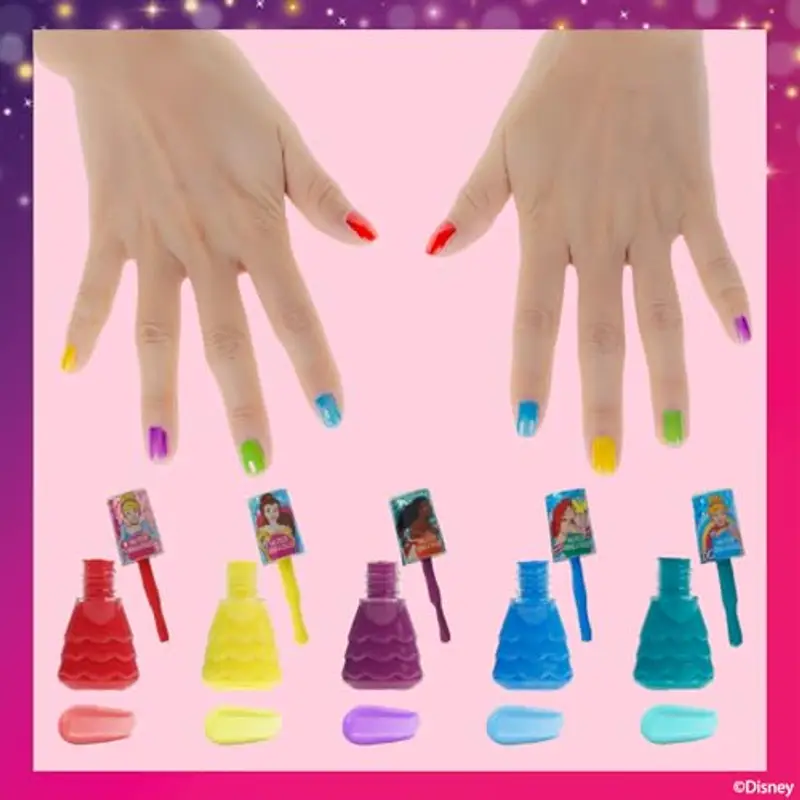Disney Princess Set di smalti per unghie per bambine da 18 pezzi, a base d'acqua, ad asciugatura rapida e rimovibile miniatura 3