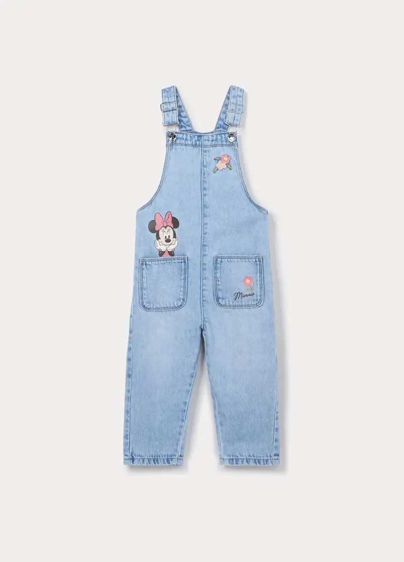 Salopette Disney In Denim Di Puro Cotone Bimba, Bambina, Azzurro chiaro