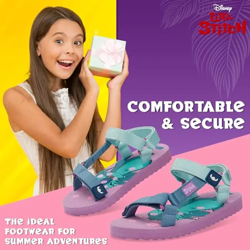 Disney Scarpe Stitch da Bambina, Sandali da Bambina, Sandali Estivi 27-35 (Lilla/Blu, 27 EU) miniatura 3